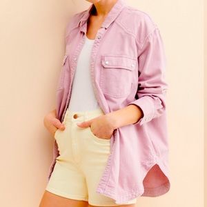 We The Free x Free People Westward Bound Lg Button Oversized Pink Shacket New